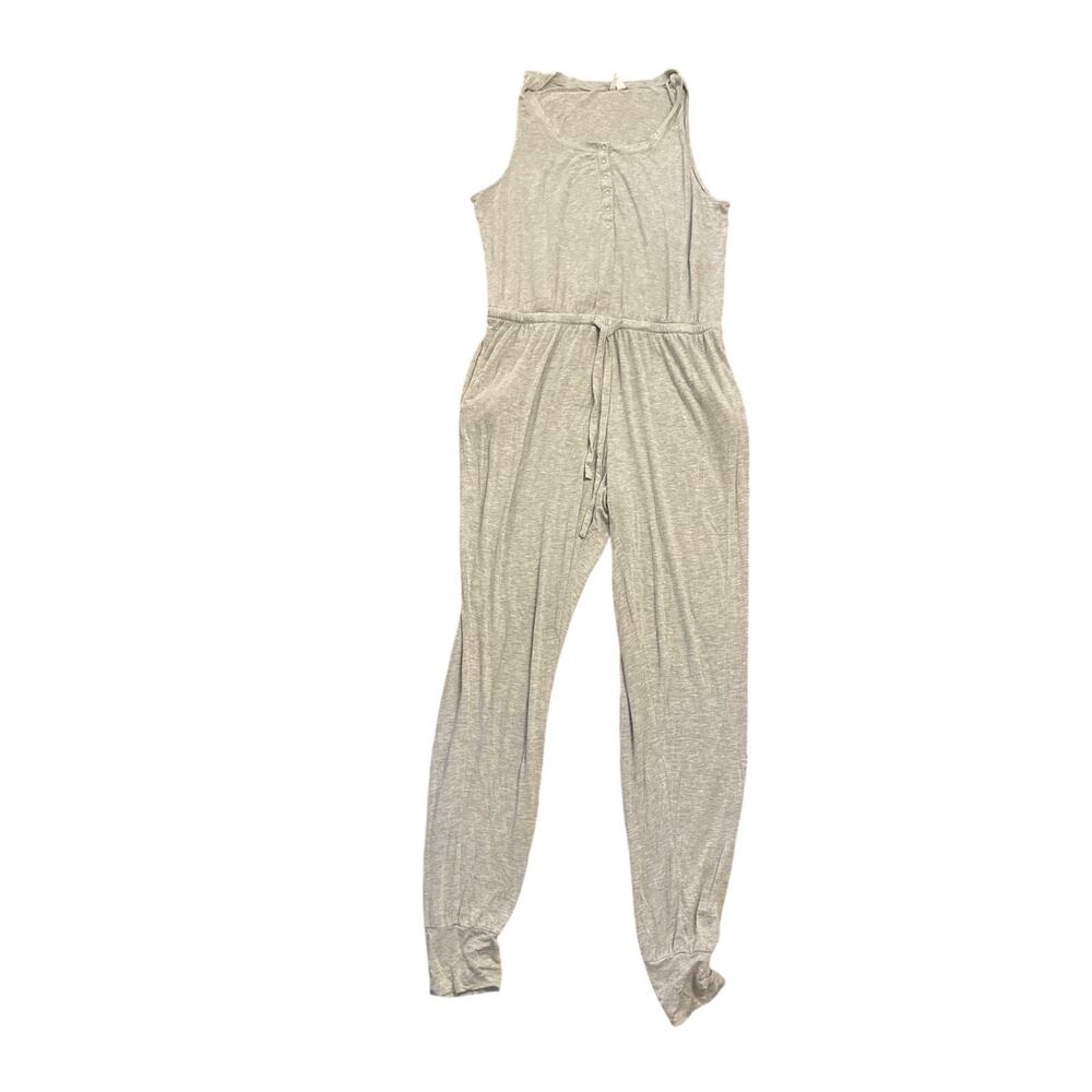 Women L Nordstrom Gray Jumpsuit Sleep Lounge Pajamas Lingerie One Piece